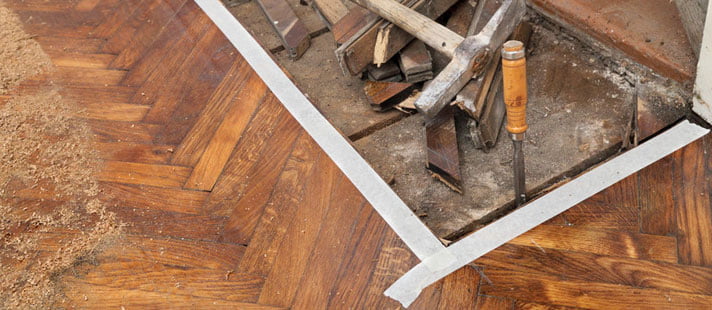 Wood flooring in a converted loft